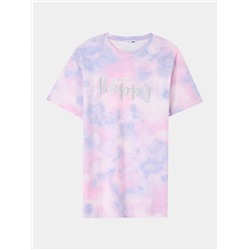 Свободная футболка с градиентным принтом и надписью с блестками сиреневый/лиловый