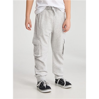 Однотонные спортивные брюки карго Светло-серый меланж