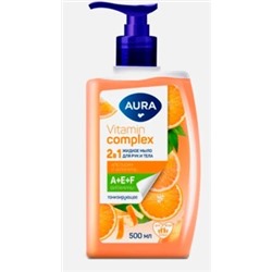 AURA Жидкое мыло 2в1 для рук и тела Vitamin Complex Апельсин и витамины 500 мл