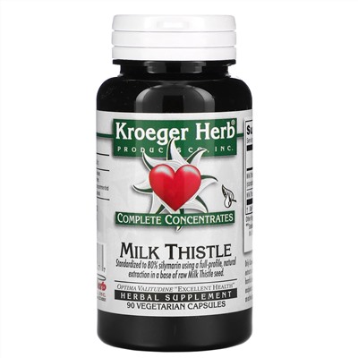 Kroeger Herb Co, Complete Concentrates, Milk Thistle, 90 Vegetarian Capsule