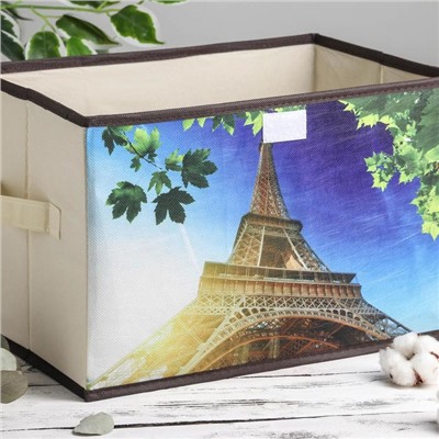 Короб стеллажный для хранения с крышкой «Эйфелева башня», 38×25×24 см