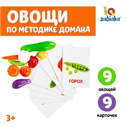 Обучающий набор по методике Г. Домана «Овощи»: 9 карточек + 9 овощей, счётный материал