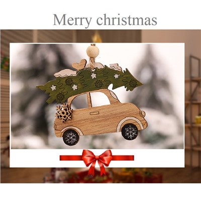 Подвеска деревянная "Новогодняя машина" 1 шт., плоская, в ассортименте