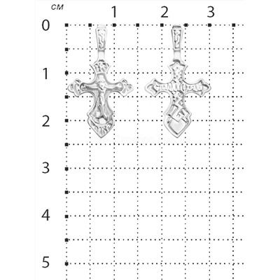 Крест из серебра родированный - 2,3 см 925 пробы К3-006р