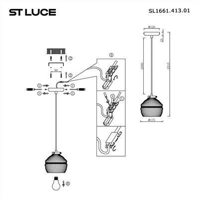 SL1661.413.01 Светильник подвесной ST-Luce Черный/Дымчатый E27 1*40W