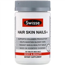 Swisse, Ultiboost, добавка для здоровья волос, кожи и ногтей Hair Skin Nails+, 150 таблеток