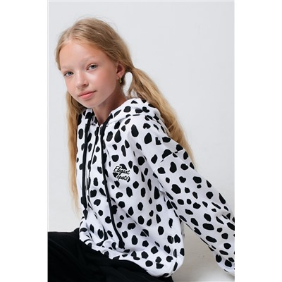 Куртка для девочки КБ 301803 белый, пятна далматинца к65