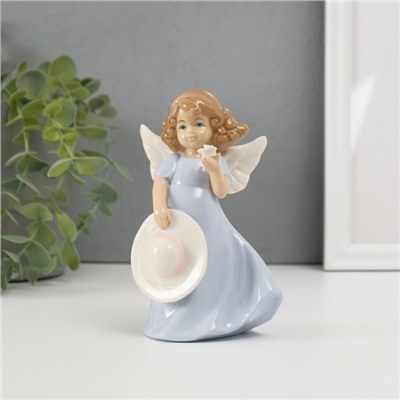 Сувенир керамика "Девочка-ангел в цветном платье с шляпкой" МИКС 14х8,5х6,5 см