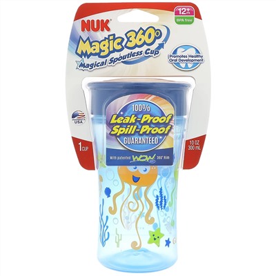 NUK, Magic 360, волшебный стакан-непроливайка, с 12 месяцев, 300 мл, 10 унц (300 мл)