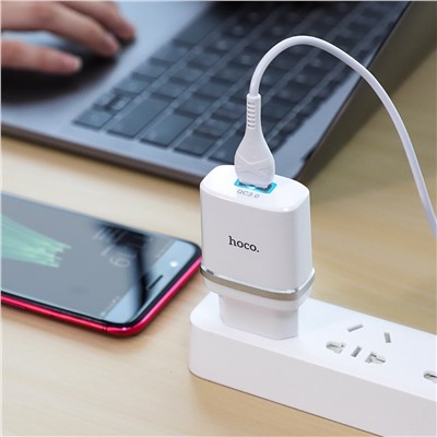 Адаптер Сетевой с кабелем Hoco C12Q QC3.0 (повр. уп.) USB 3A/18W (USB/Micro USB) (white)