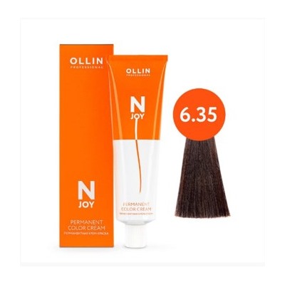 OLLIN "N-JOY" 6/35 – темно-русый золотисто-махагоновый, перманентная крем-краска для волос 100мл