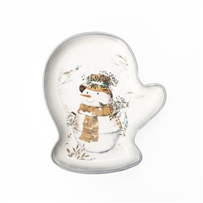 Блюдо сервировочное Доляна «Рождественский снеговик», 20×18×3 см, цвет белый