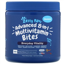 Zesty Paws, Multivitamin Bites, мультивитаминная добавка для собак 8 в 1, для повышения тонуса, для половозрелого животного, со вкусом курицы, 90 жевательных таблеток
