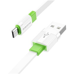 Кабель USB - micro USB Borofone BX89 (повр. уп.)  100см 2,4A  (white/green)