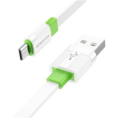 Кабель USB - micro USB Borofone BX89 (повр. уп.)  100см 2,4A  (white/green)