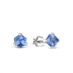 Серьги-пусеты из серебра с кристаллами премиум Австрия цв. светло-голубой родированные