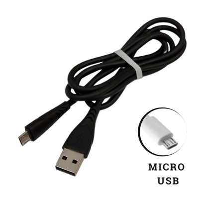 USB провод силиконовый для зарядки MICRO, 1 метр, чёрный, 213720, арт.600.024