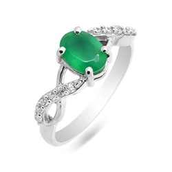 Кольцо из серебра зеленый агат, Тина
