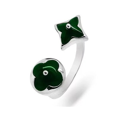Кольцо из серебра зеленый агат, МЦВ2046