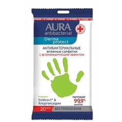 AURA Влажные салфетки антибактериальные Derma Protect ромашка 20 шт