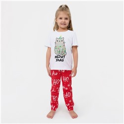 Новый год. Пижама новогодняя детская KAFTAN "MEOWY XMAS" р.36 (134-140)