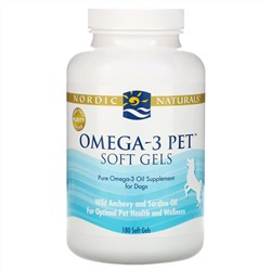 Nordic Naturals, Omega-3 Pet, гелевые капсулы, для собак, 180 гелевых капсул