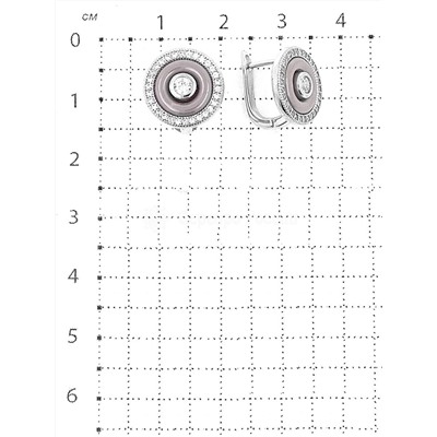 Серьги из родированного серебра с куб.цирконием и керамикой 925 пробы CTX-E077-3