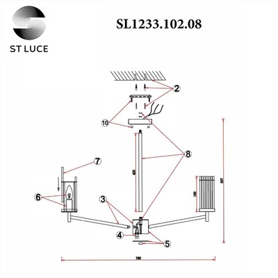 SL1233.102.08 Люстра потолочная ST-Luce Никель/Прозрачный E14 8*60W