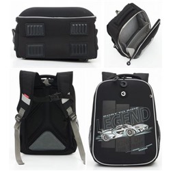 Рюкзак школьный RAw-497-6/1 "Гонка" черный - серый 26х37х16 см GRIZZLY