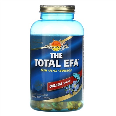 Health From The Sun, The Total EFA, омега-3, 6, 9, 1200 мг, 180 капсул