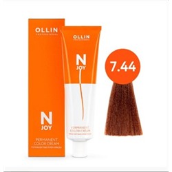 OLLIN "N-JOY" 7/44 – русый интенсивно-медный, перманентная крем-краска для волос 100мл