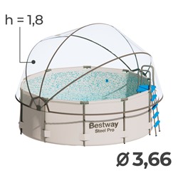 Купол-тент для бассейна d=366 см, h=180 см, цвет серый