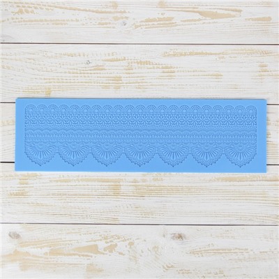 Коврик для айсинга Доляна «Кружево», силикон, 38,5×11,5 см, цвет синий