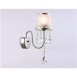 Настенный светильник с абажуром и хрусталем TR4595 CH/SL хром/серебро E14 max 40W 460*140*250