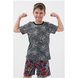 Пижама Сверхчеловек детская короткий рукав с шортами (Серый)