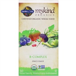 Garden of Life, MyKind Organics, комплекс витаминов группы B, 30 таблеток растительного происхождения