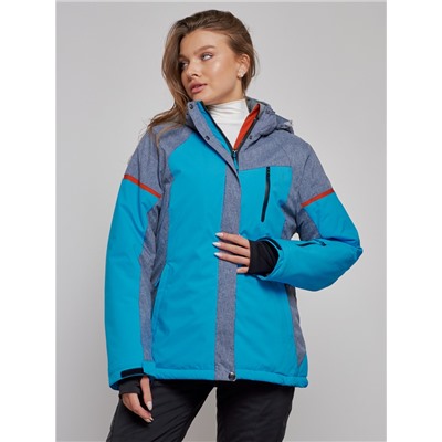 Горнолыжная куртка женская зимняя большого размера синего цвета 2272-3S