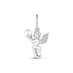 Подвеска из серебра с жемчугом родированная Ангел