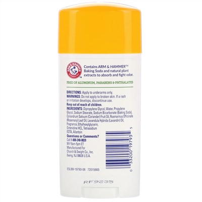Arm & Hammer, Essentials Natural — дезодорант, для мужчин и женщин, свежий аромат, 2,5 унции (71 г)