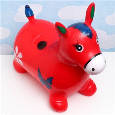 Игрушка - прыгун детская "Лошадка" резиновая надувная, 49х24см, красная