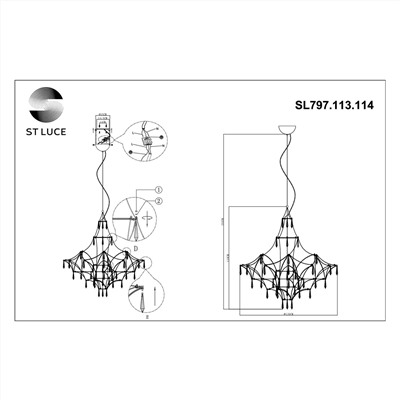 SL797.113.114 Люстра подвесная ST-Luce Хром, Прозрачный LED 114*0,45W 3000K