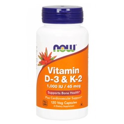 NOW Vitamin D-3 & K-2 1000 IU/45 MCG