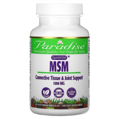 Paradise Herbs, MSM with OptiMSM, 1,000 mg, 90 Vegetarian Capsules