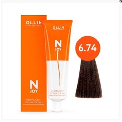 OLLIN "N-JOY" 6/74 – темно–русый коричнево-медный, перманентная крем-краска для волос 100мл