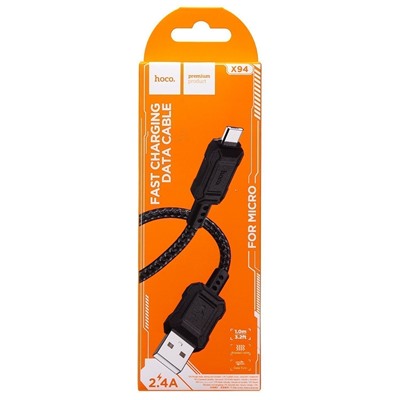 Кабель USB - micro USB Hoco X94 Leader  100см 2,4A  (black)