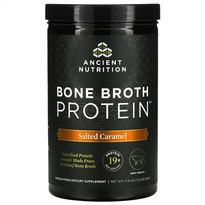 Dr. Axe / Ancient Nutrition, Bone Broth Protein, Salted Caramel, 1.18 lb (540 g)