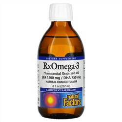 Natural Factors, Rx Omega-3, натуральный апельсиновый вкус, 237 мл (8 жидк. унций)