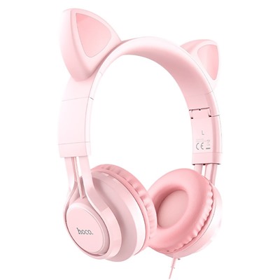 Проводные наушники полноразмерные Hoco Cat W36 (повр. уп.)  (pink)