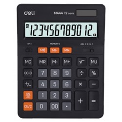 Калькулятор 12 разрядов EM444 153х31х199 мм темно-серый (1656437) Deli