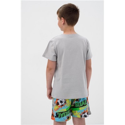 Пижама Матч детская короткий рукав с шортами (Серый)